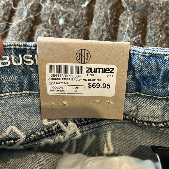 Zumiez Ninth Hall Ambush Medium Blue Loose Fit Jeans 46 - Picture 8 of 8